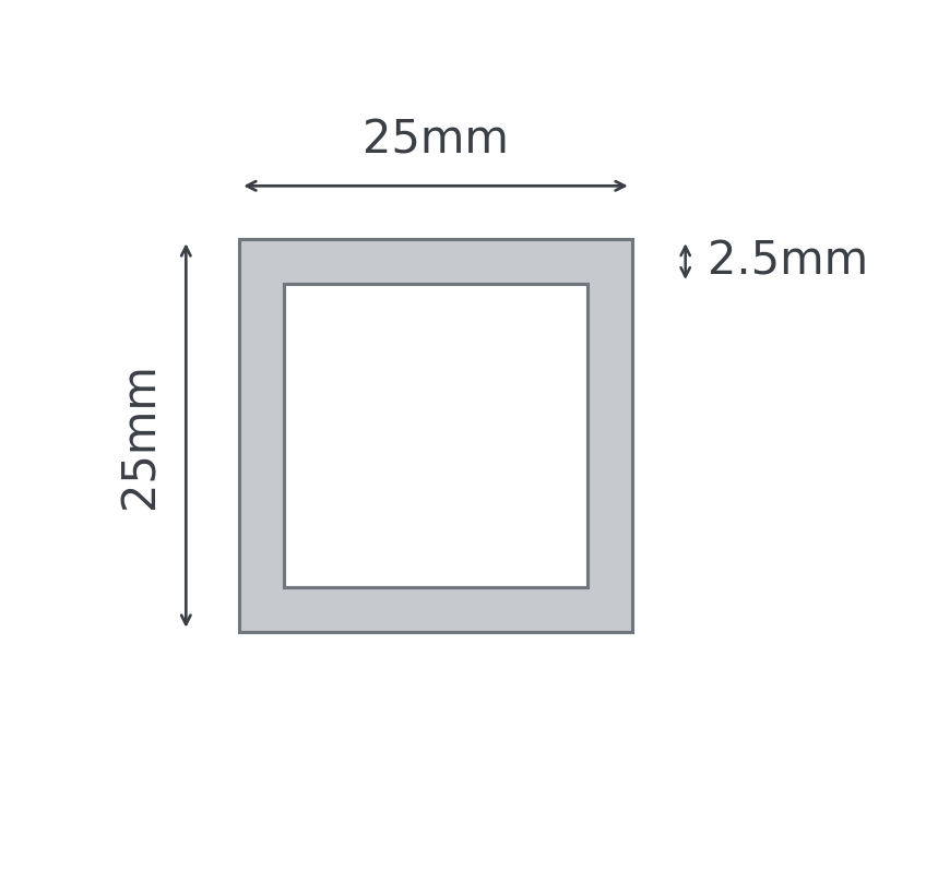 25x25x2.5mm galvanized SHS - OFFCUTSNZ