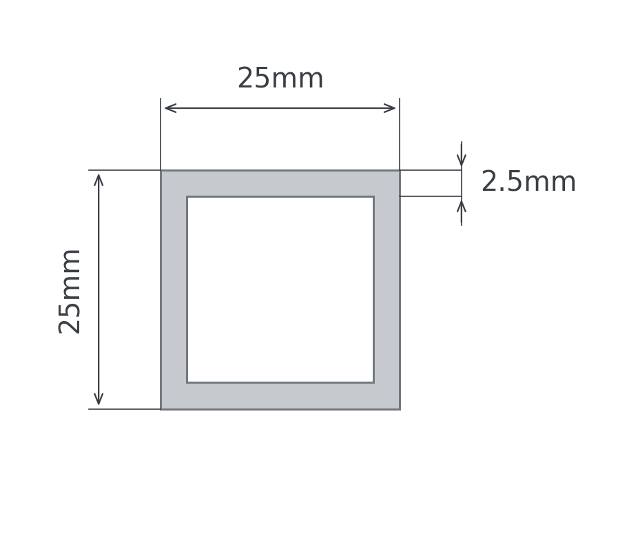 25x25x2.5mm Mild Steel SHS | Custom Cut Length NZ Shipping - OFFCUTSNZ
